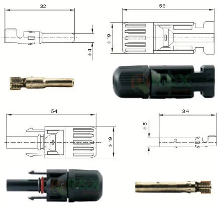 1 in 1 out MC4 connector