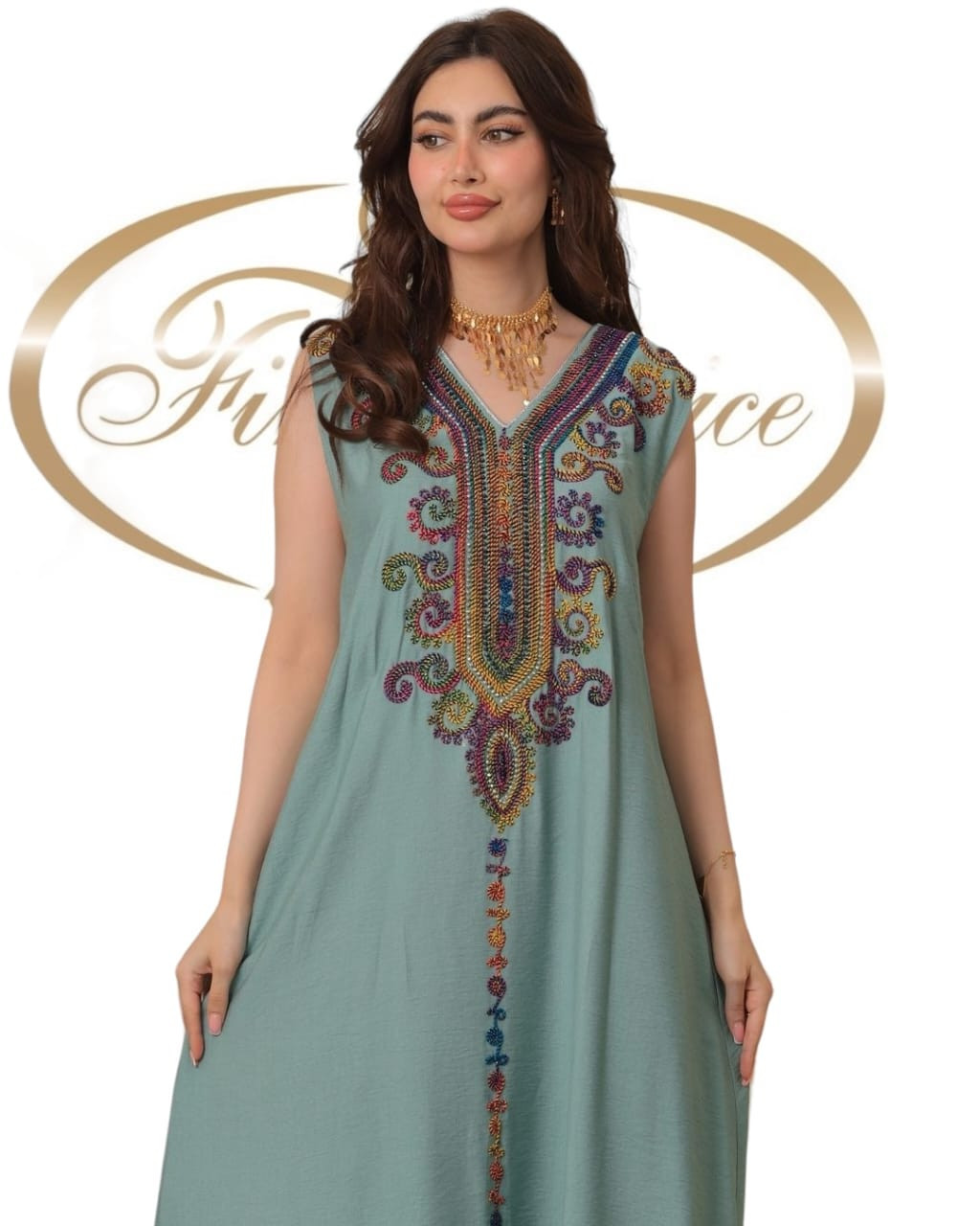 جلابية قماش لينين وكريب